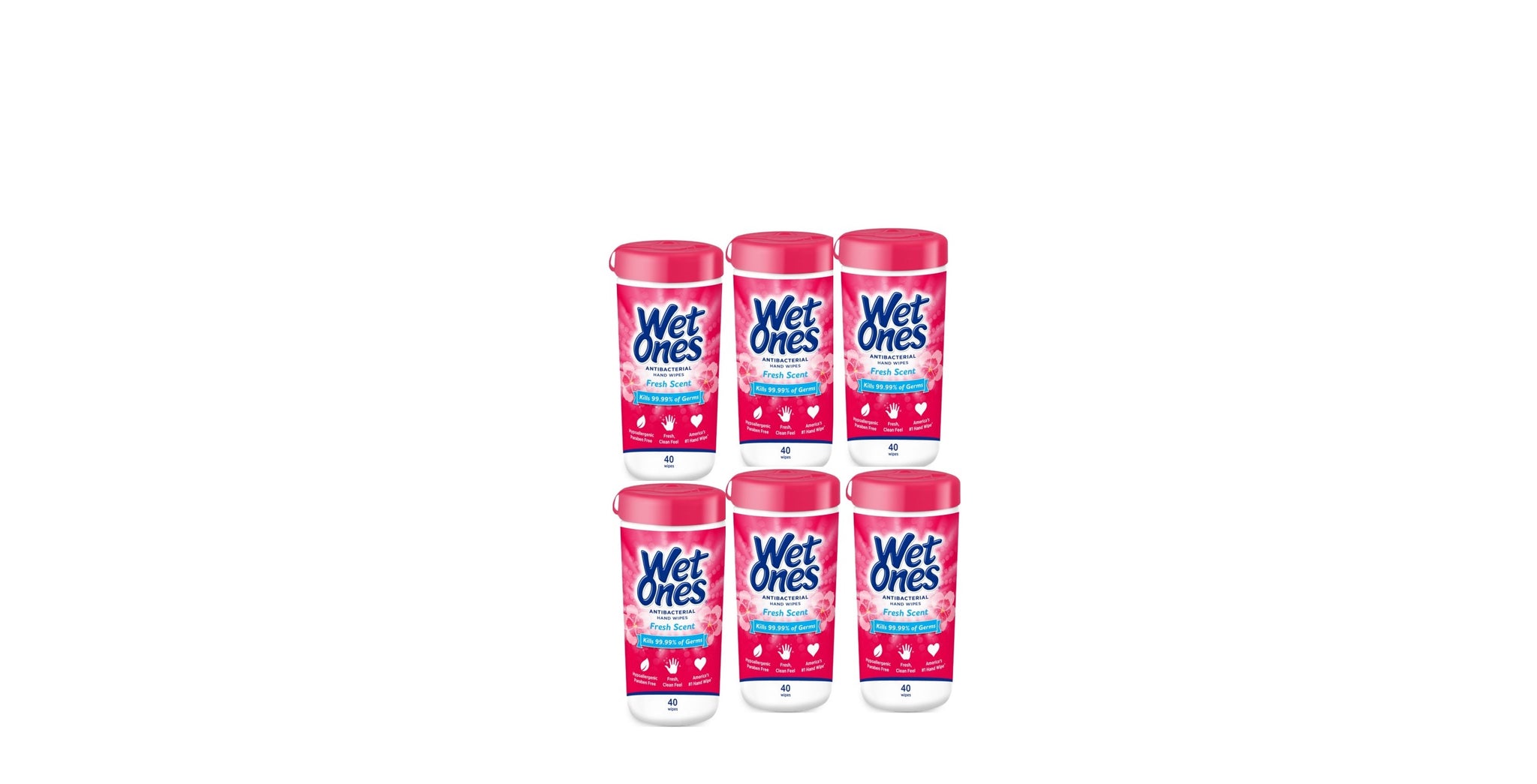 6 Pk Wet Ones Antibacterial Hand Wipes Canister Fresh Scent 40 Ct