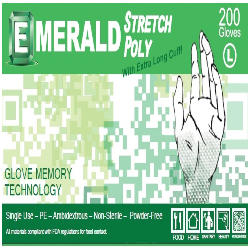 Emerald Memory Stretch Poly Hybrid Gloves Large 1000 Pair/Box