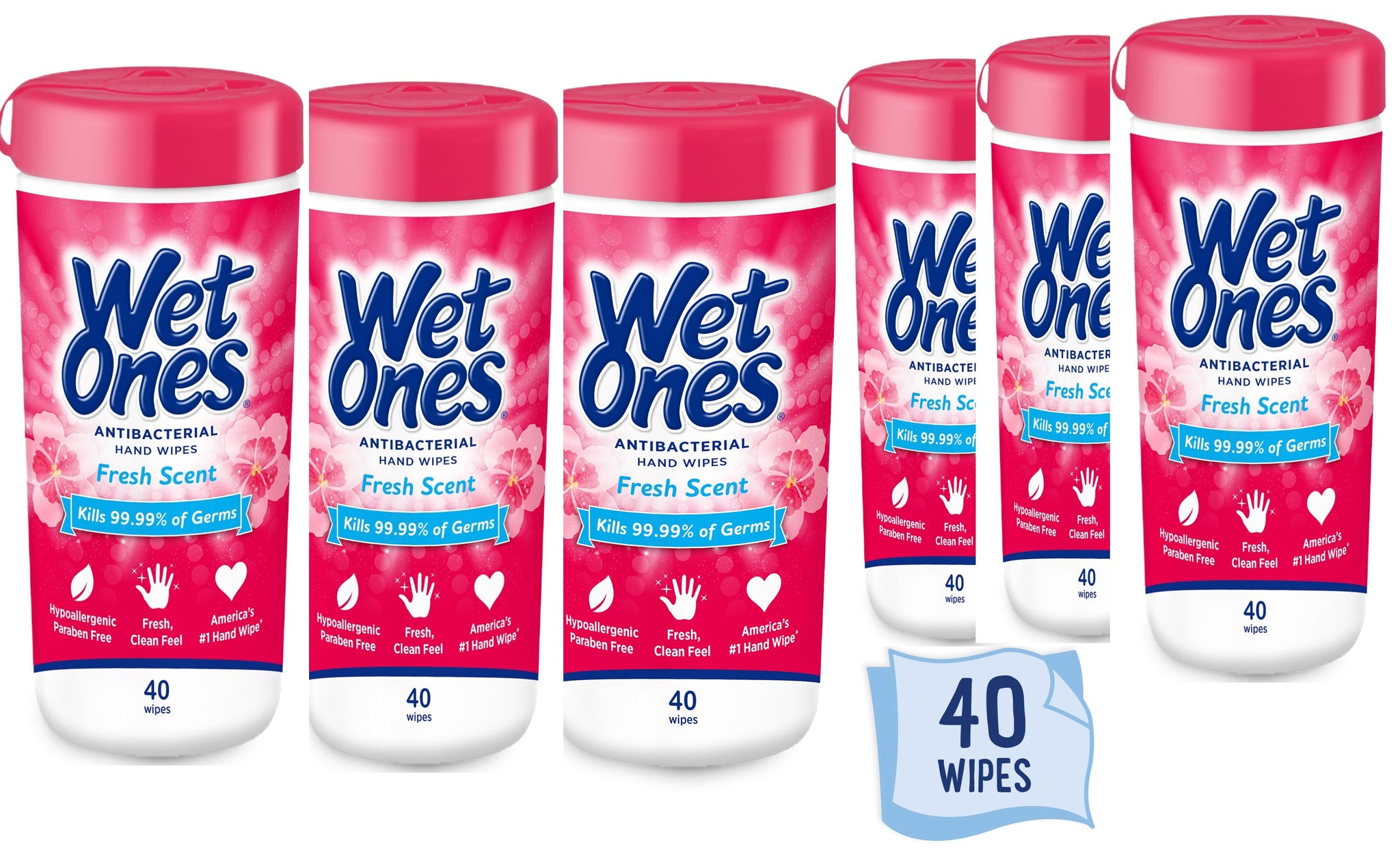 WET ONES Antibacterial Hand Wipes Fresh Scent 20 ea (Pack of 2)